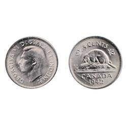 1942. Nickel.  ICCS Mint State-64.  A ‘P.Q.’ example.