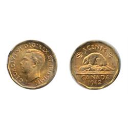 1942. Tombac.  ICCS Mint State-65.  90% luster.