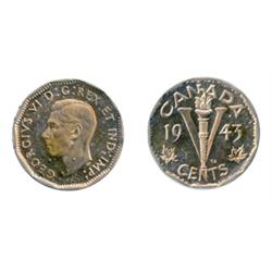 1943. Tombac.  ICCS SPECIMEN-65.  Heavy Cameo.  75% luster.