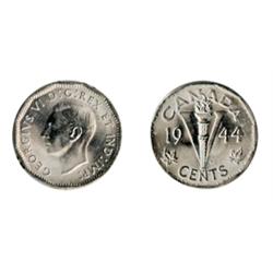 1944.  ICCS Mint State-65.  Gem luster.  A. ‘P.Q.’ example.  1945.  ICCS Mint State-65.  Gem luster.