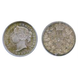 1871.  PCGS graded Mint State-65.  Gray and emerald green patina on both sides.  Superb fields.  The