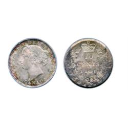 1881-H.  PCGS graded Mint State-66.  Lovely silver gray and rose patina, with blue highlights.  Near