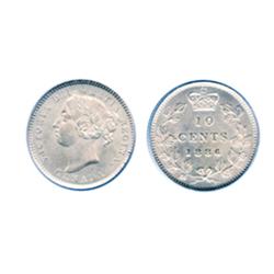 1886. Small 6.  PCGS graded Mint State-64.  Brilliant and fully lustrous.  Outstanding satin fields.