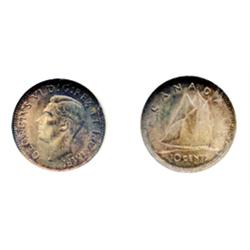 1937.  NGC graded Mint State-66.  Outstanding blue and gold toning over terrific satin fields.  A Ge