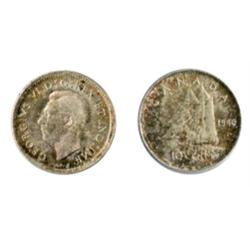 1940.  ICCS Mint State-65.  Medium heavy, multi-hued toning.