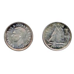 1947.  ICCS Mint State-64.  Very light, attractive golden toning, with rainbow toning.