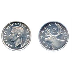 1947. Maple Leaf.  ICCS Mint State-64.  White and lustrous.  An excellent strike.