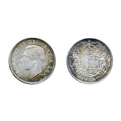 1949.  ICCS Mint State-63.  Light purple red and purple-blue toning, with multi-hued highlights.  A 