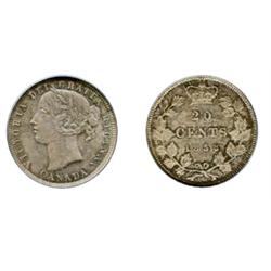 20 CENTS.  1858.  PCGS graded Mint State-64.  Light toning over full underlying luster. Excellent st