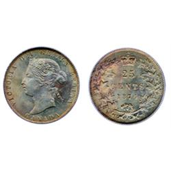 1874-H.  PCGS graded Mint State-66.  Medium heavy toning in dark amber with light amber and gold hig