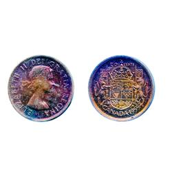 1955.  ICCS Mint State-65.  Heavy red and purple toning.  Gem ‘eye appeal’.  Only one example graded