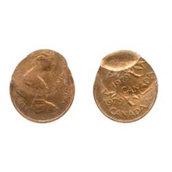 ONE CENT.  1979. A double-struck error, with the second strike at 6:00 o’clock.  Also, a part brocka