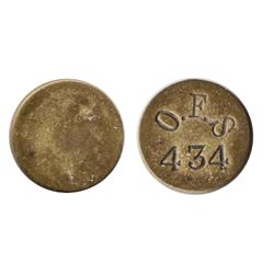 Orange Free State. A South African Plantation Token. Obv: O.F.S./434. Uniface. Copper.