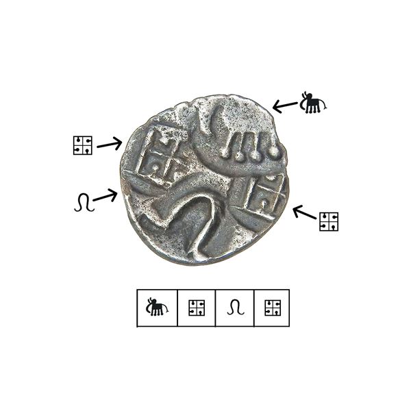 Ashmaka (Andhra) Janapada (c. 400–350 BC), Betul & Tapti Valley, Silver 1/2 Karshapana, ABB