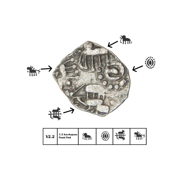 Ashmaka–Vidarbha Janapada (c. 400–350 BC), Pauni Hoard, Silver 1/2 Karshapana, ABC