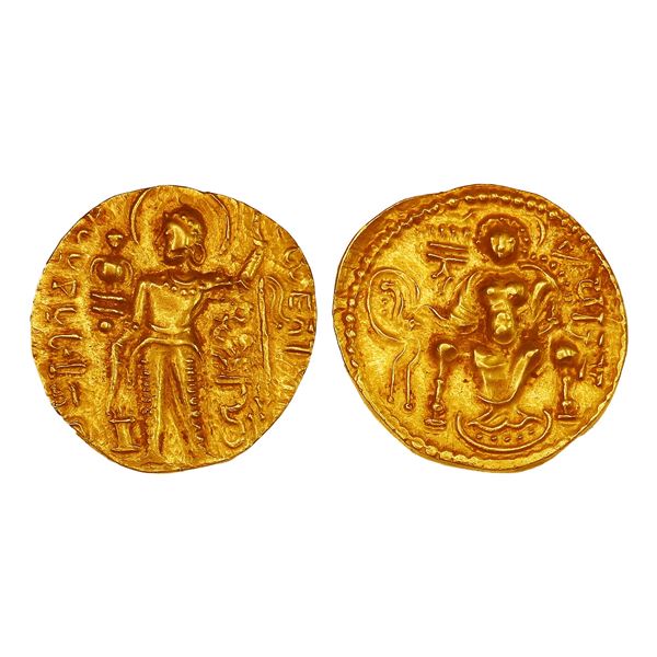 Gupta Empire, Samudragupta (c. 350–375 CE), Gold Dinar, Javelin Type