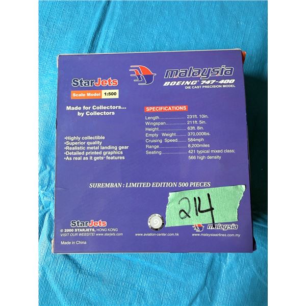 STARJETS MALAYSIA BOEING 747-400 1:500 DIECAST MODEL AIRPLANE