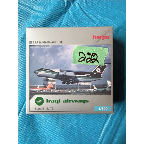 HERPA IRAQI AIRWAYS ILYUSHIN IL-76 1:500 DIECAST MODEL AIRPLANE