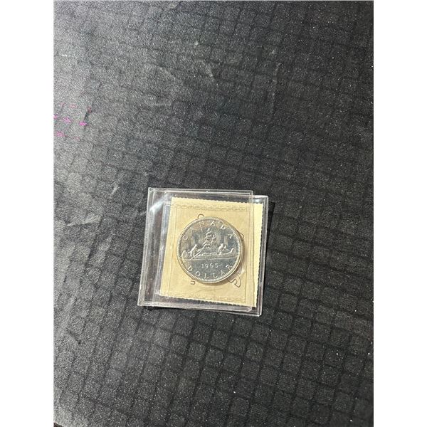 1965 ICCS Certified Canada Silver Dollar, 80% Silver, PL-64 SmBds Blt 5