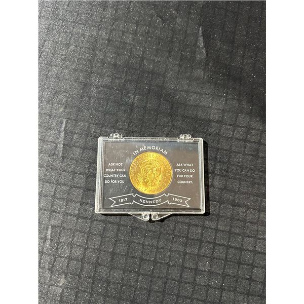 1964 Kennedy Half Dollar 90% Silver Gold-Plated Memorial Coin