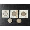 Image 2 : (5) 92.5% Sterling Silver Canadian and Newfoundland 50 Cent Coins, 1894–1917