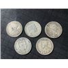 Image 2 : 5 Sterling Silver Canadian and Newfoundland 50 Cent Coins, Including Rare 1871 No 'H'