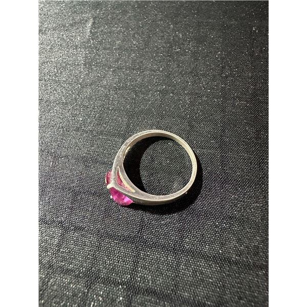 Sterling Silver Ring with Pink Gemstone, 92.5% Silver