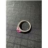 Image 1 : Sterling Silver Ring with Pink Gemstone, 92.5% Silver