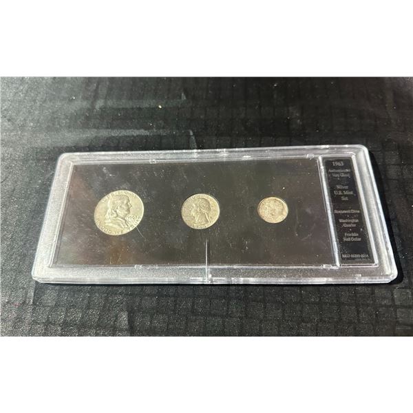1963 U.S. Silver Mint Set in Holder: Franklin, Washington, Roosevelt
