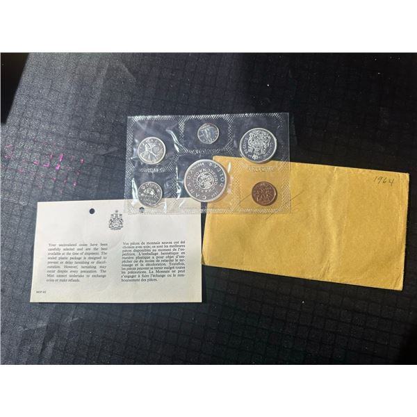 1964 Canada Uncirculated Coin Set With Envelope and Card