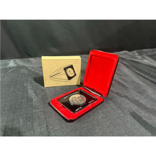 1970 Manitoba Centennial Silver Dollar In Display Case