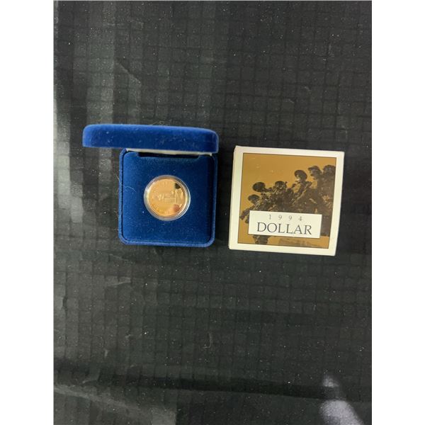 1994 Royal Canadian Mint Remembrance Proof Dollar in Case