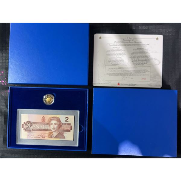 1996 Canada $2 Proof Coin and Bank Note Set with COA