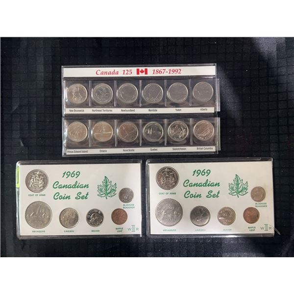 Canada 125th 1867-1992 Quarter Set & Two 1969 Canadian Coin Sets