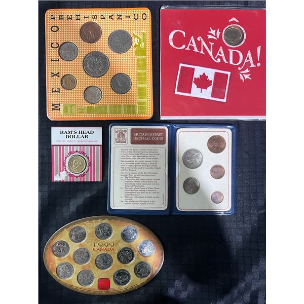 World Coin Lot: Mexico Prehispanic Set, Britain's First Decimal Coins, 2011 Australian Ram's Head, 2
