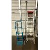 Image 2 : L1 - Group of Warehouse Equipment - Step Ladder, Dolly, and Metal Cargo Bar