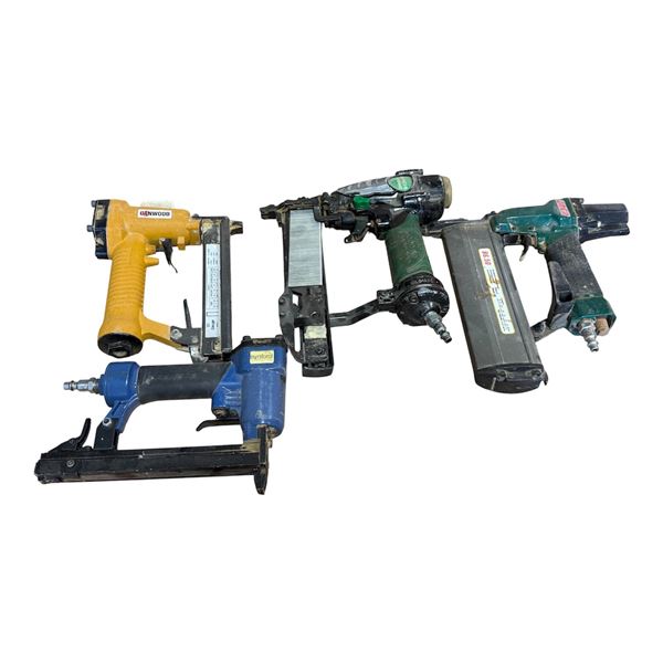 l1 - 4-Pcs Assorted Nailers and Staplers Includes Brands Hitachi, Omer, Canwood, and Bynford