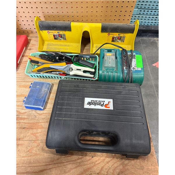l1 - Assorted Tool & Accessory Includes Makita DC18RA Fast Charger, Nailer, and More