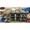 Image 2 : L1 - Group of 4 Rolling Utility Service Carts Includes 3 Black Plastic and 1 Blue Steel