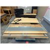 Image 1 : L1 - Group of Assorted Shelving Components Includes Slatted Wooden Boards (some 92" x 12", 95" x 24"