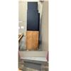 Image 1 : L1 - 4 Folding Wood Tables and Grey Pedestal Table H26" x W56" x D16"