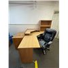 Image 1 : L1 - L-Shaped Wooden Desk with Hutch (63"x63"), Wooden File Cabinet (W33"), and Office Chair