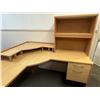 Image 2 : L1 - L-Shaped Wooden Desk with Hutch (63"x63"), Wooden File Cabinet (W33"), and Office Chair