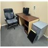 Image 1 : L1 - Samsung 21.5" LCD Monitor, Metal Drawer Filing Cabinet (W14"), Wooden Desk (W60"), and Office C