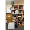 Image 1 : L1 - Filing Cabinet (W20"), 2 Wooden Cubby Shelving Units (H84" x W18" Each) with Office Stationery