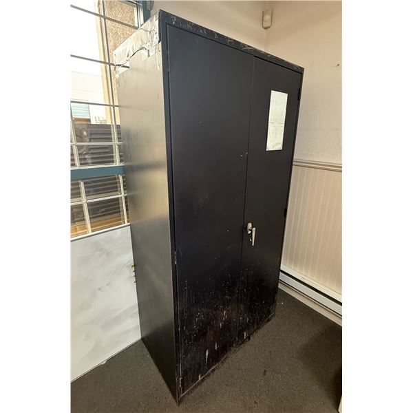L1 - Black Metal Double-Door Storage Cabinet, H72" x W36"