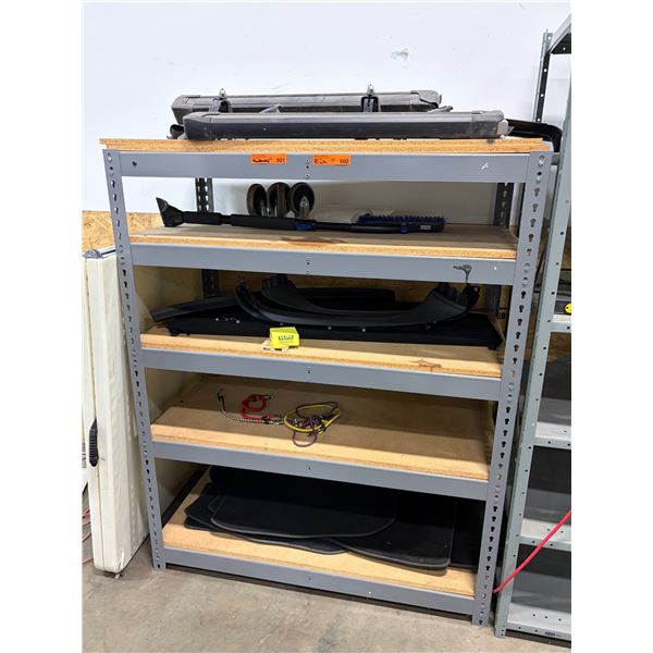 L2 - Contents of Shelves - Includes Castors, Floor Mats, Window Brush, Misc. Tesla Parts