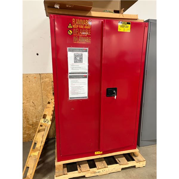 L2 - Uline Flammable Liquids Cabinet (Model: H-2219M-R) - 43x34x65" (w/ Key)