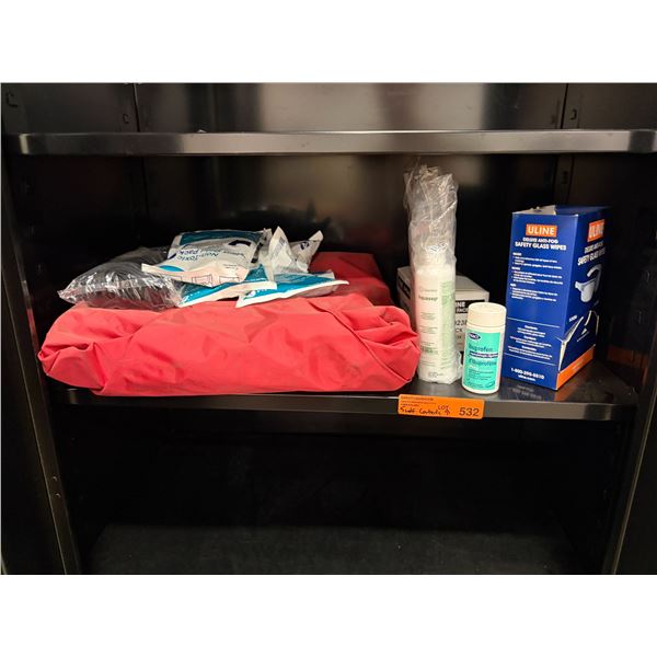 L2 - Shelf Contents - First Aid Kit, Safety Glass Wipes, Face Masks, Etc.