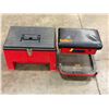 Image 1 : L2 - 2pc - Uline Rolling Mechanics Seat w/ Drawer & Uline Plastic Toolbox